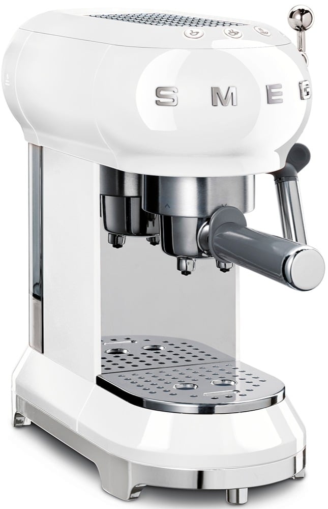 SMEG Machine à Café Expresso Manuelle avec Moulin à Café Blanc