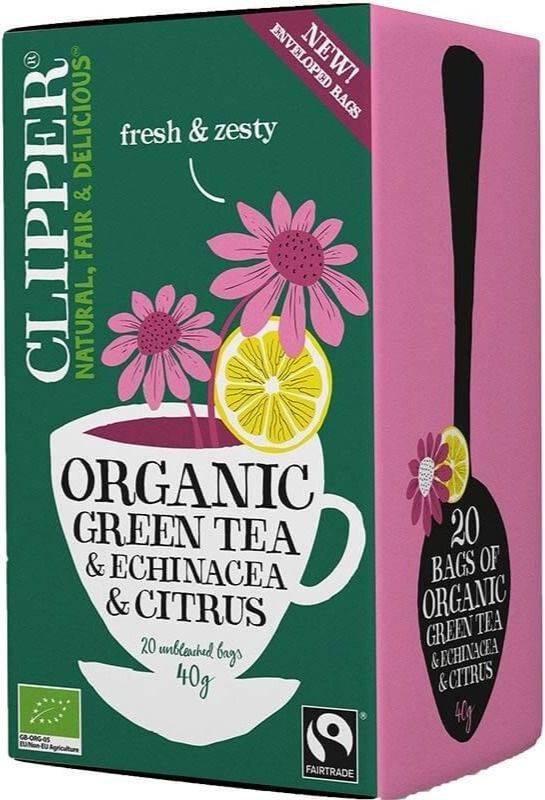 Clipper Organic Green Tea 40 Unbleached PlasticFree Tea Bags