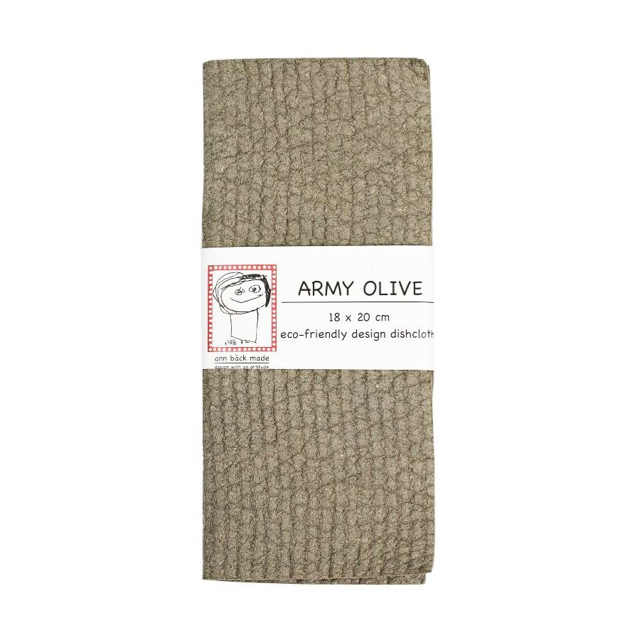 Ann Bäck Eco-Friendly Dishcloth, Army Olive