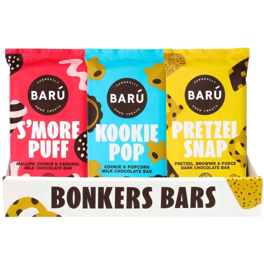 Barú Bonkers Bars Mixed Display, 3 x 12 barres de chocolat