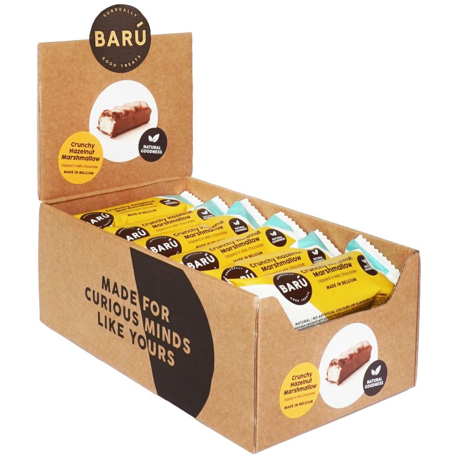 Barú Crunchy Hazelnut Milk Chocolate Marshmallow Bar 30 g - caja de 18 piezas