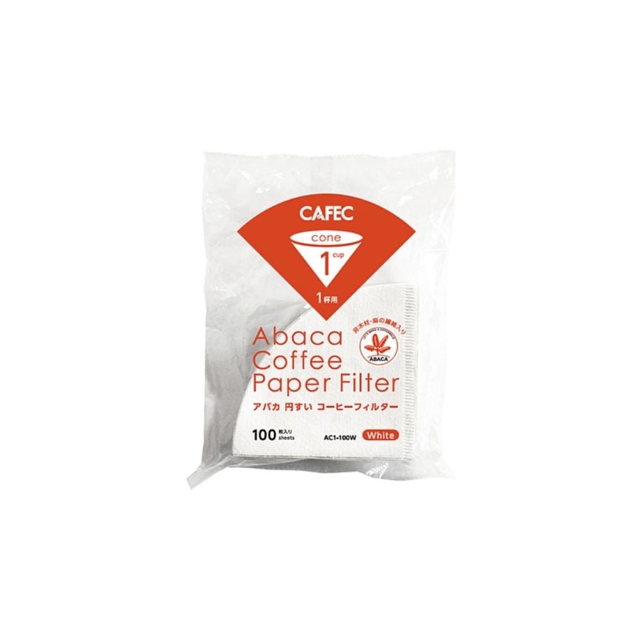CAFEC ABACA Cone-Shaped papel de filtro 1 taza, blanco 100 uds.