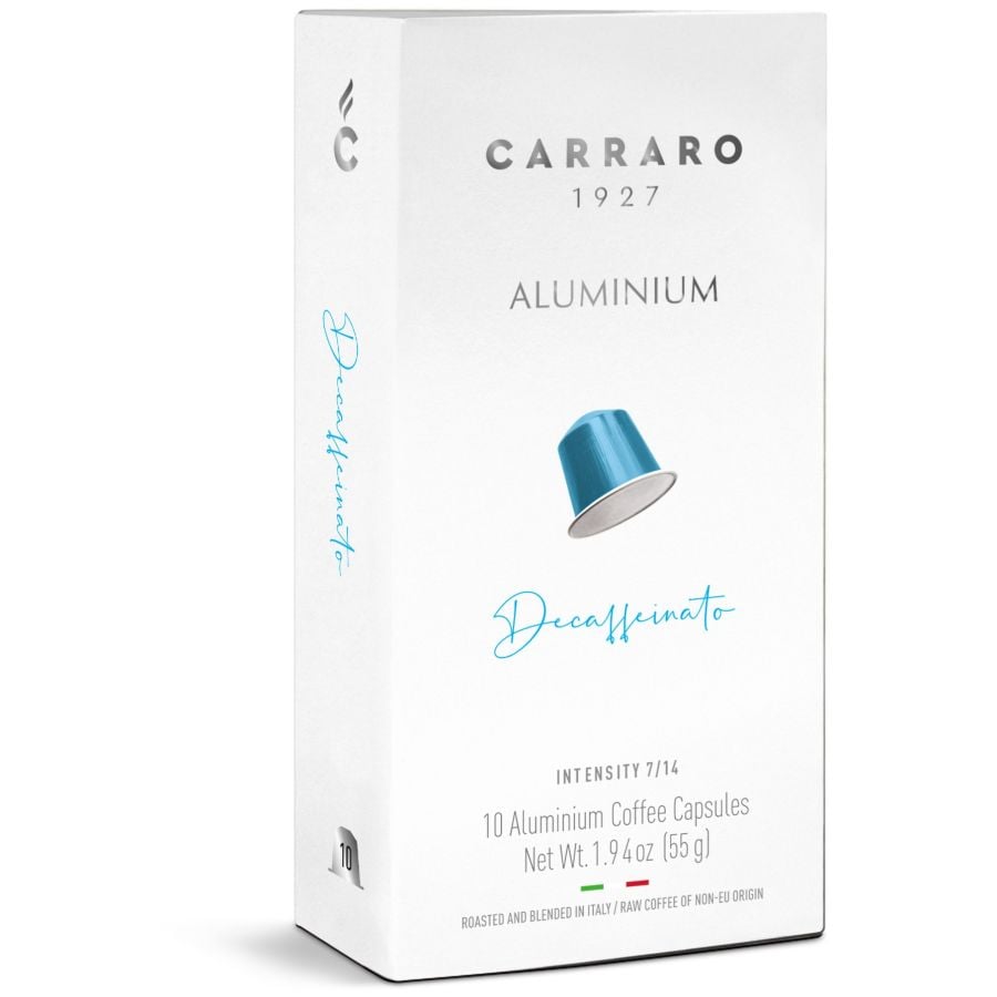 Carraro 1927 Decaffeinato Cápsulas de café compatibles con Nespresso sin cafeína, 10 piezas