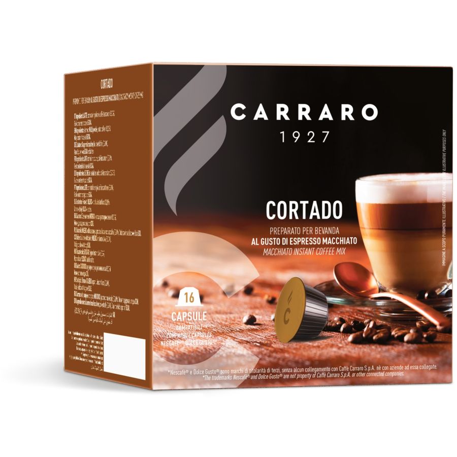 Carraro 1927 Cortado Dolce Gusto® Cápsulas de Café Compatibles, 16 piezas