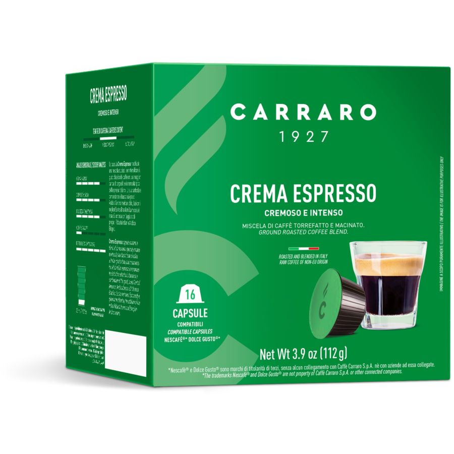 Carraro 1927 Crema Espresso Dolce Gusto® Capsulas de café compatibles, 16 pcs