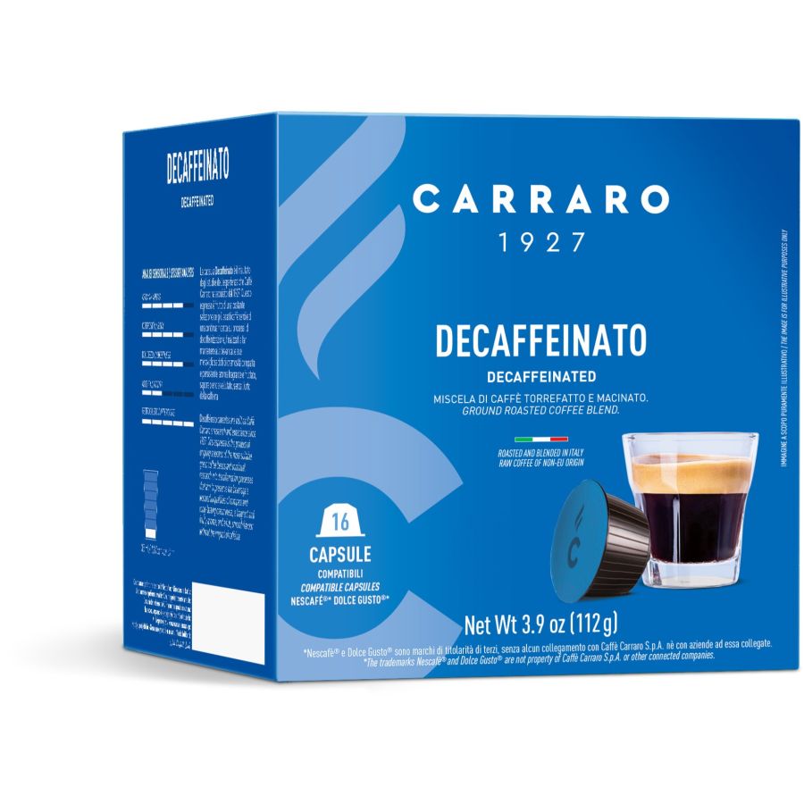 Carraro 1927 Decaffeinato Dolce Gusto® Cápsulas de café compatibles, 16 pcs