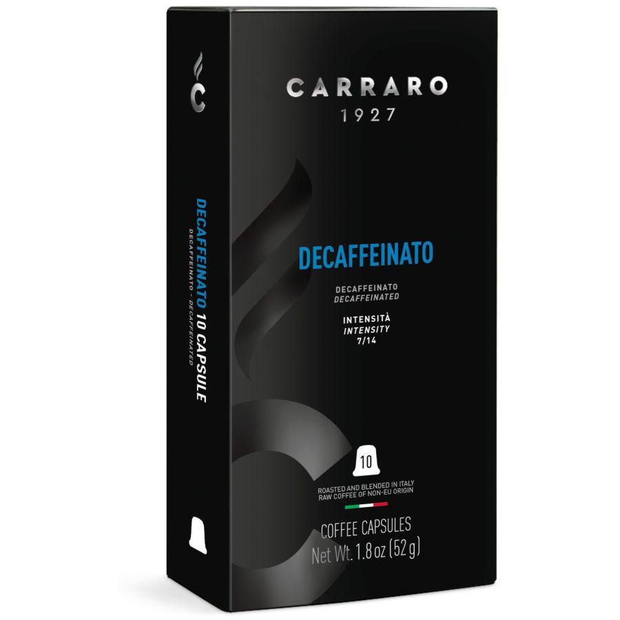 Carraro 1927 Decaffeinato Premium Capsules de Café Compatibles Nespresso 10 pcs