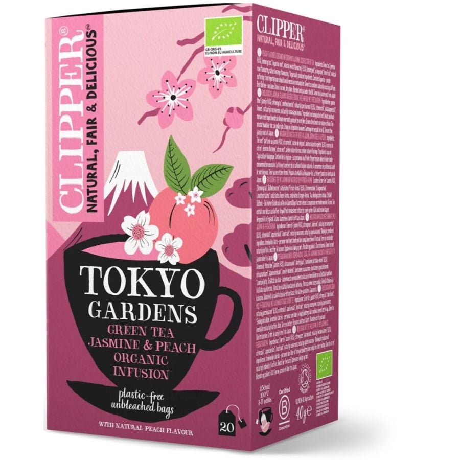 Clipper Tokyo Gardens Green Tea Jasmine & Peach Organic Infusion, 20 Tea Bags