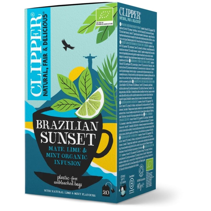 Clipper Brazilian Sunset Mate, Lime & Mint Organic Infusion, 20 Tea Bags