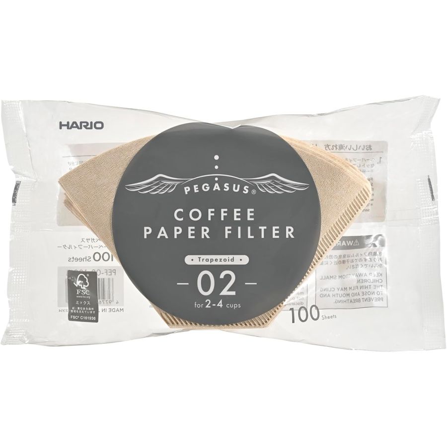 Hario Pegasus Brown Coffee Paper Filters Size 02, 100 pcs