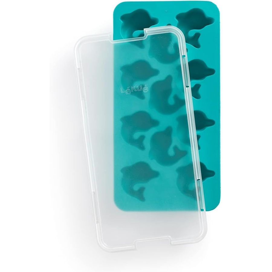 Lékué Dolphin Ice Cube Tray With Lid, Turquoise