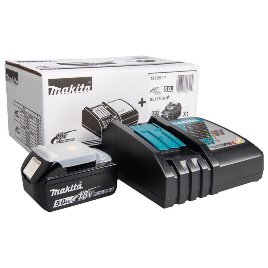 Makita 191B51-7 PowerPack DC18RC Quick Charger and 18V 5,0Ah Battery