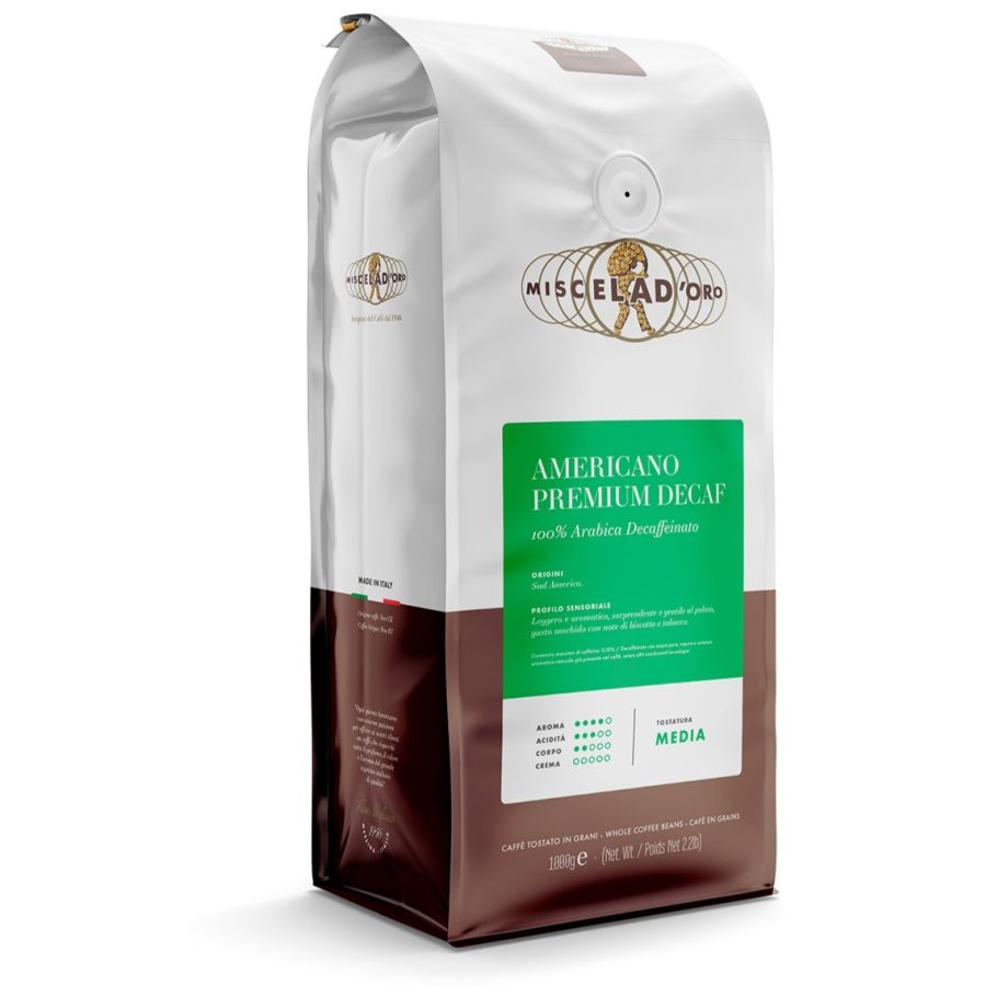 Miscela d'Oro Americano Premium Decaf café décaféiné, 1 kg grains de café