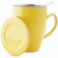 Shamila taza de té con filtro y tapa 350 ml, amarillo