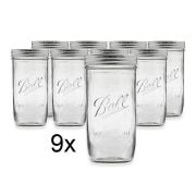 Ball Mason Jar Pint And A Half Wide Mouth 24 oz (709 ml), pack de 9