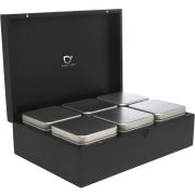 Bredemeijer Black Bamboo Tea Box + 6 Tea Tins