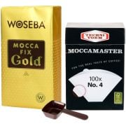 Moccamaster Coffee Measuring Spoon & Filter Papers 100 pcs + Woseba Mocca Fix Gold 500 g