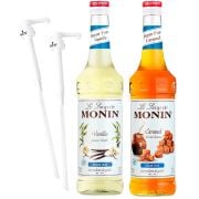 Monin Sugar Free Vanille 700 ml + Sugar Free Caramel 700 ml + 2 x Monin Syrup Pump